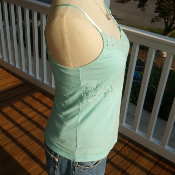 OLD NAVY ♡ Gorgeous Vintage Aqua Perfect Fit Lacey Cami Bralette Babydoll Top S - Picture 6 of 13